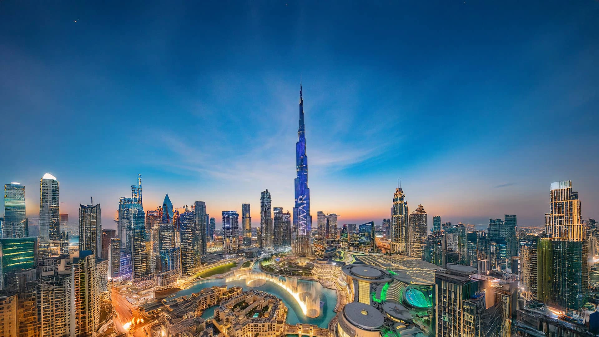 Dubai skyline at dusk
